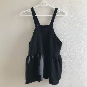Black Trapeze Ruffle Tank Top